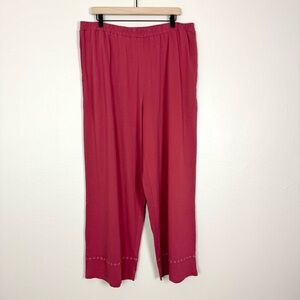 NEW Gudrun Sjoden Embroidered Hem Wide Leg Pull On Pants Organic Cotton Size XL